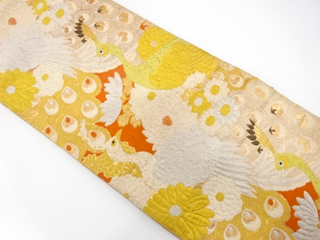 アンティーク　孔雀模様織り出し袋帯（材料）